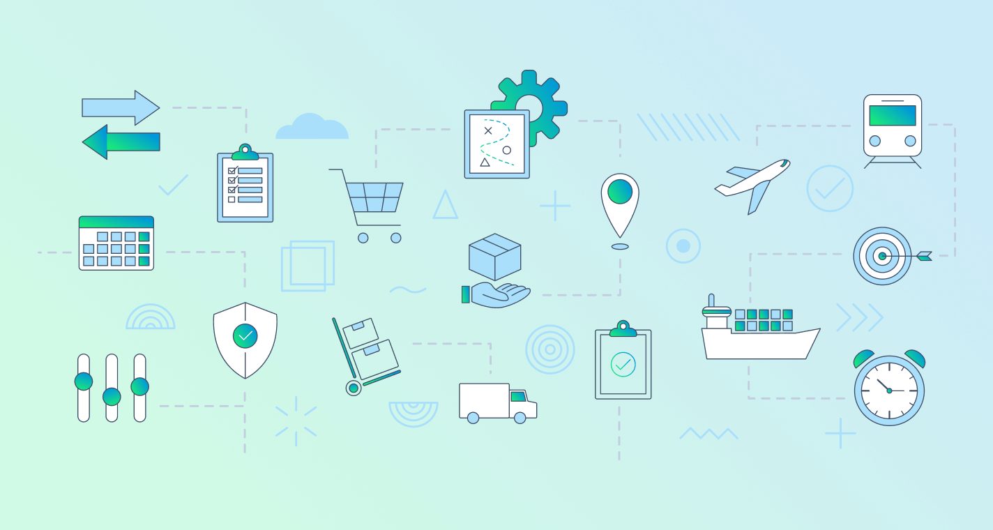 Illustration: planning, compliance, purchasing and shipping linked in one collaborative process