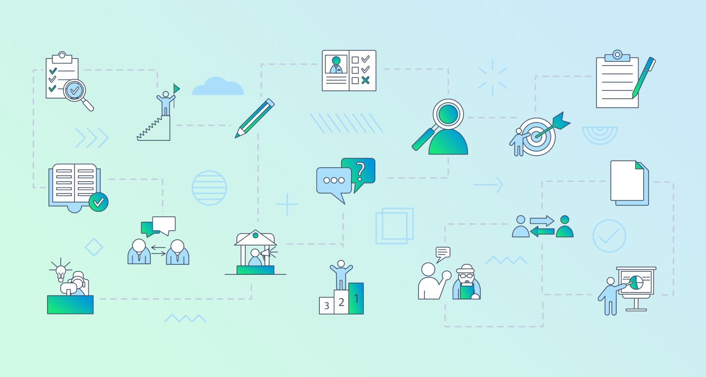 Illustration: people, training, reviews and communication across supply chain teams